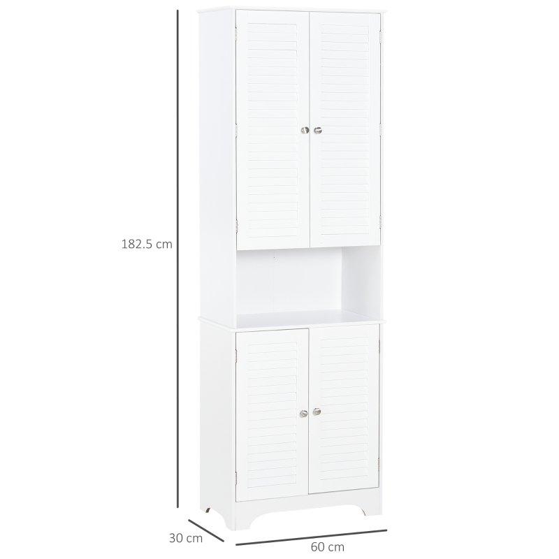 HOMCOM MDF Freestanding 6-Tier Bathroom Storage Cabinet White