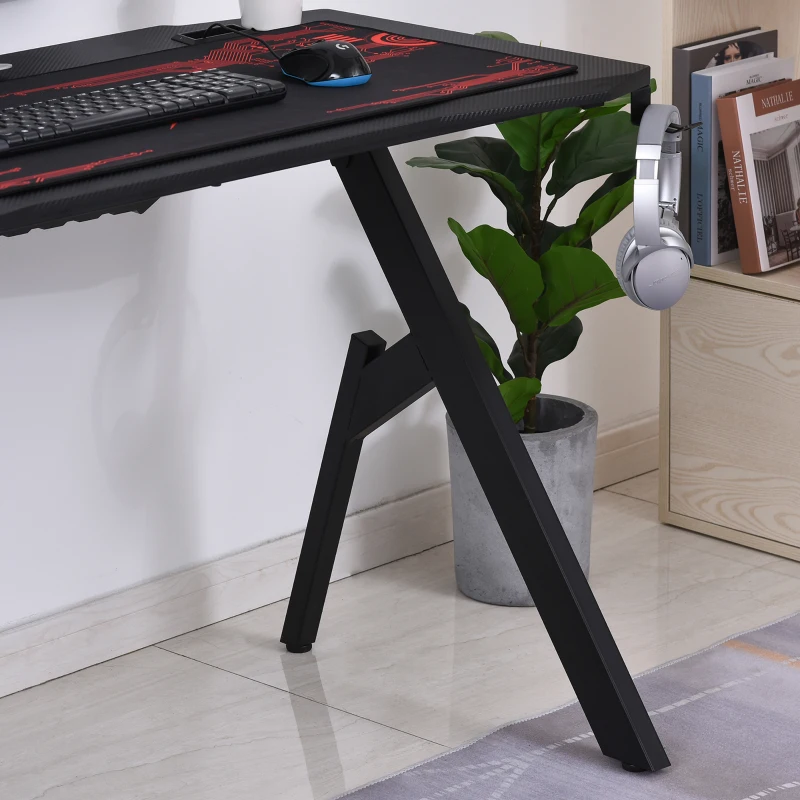 HOMCOM gaming tafel bureau computertafel werktafel meubels voor kantoor woonkamer werkkamer, modern design, MDF, metaal, 110 x 59 x 75 cm, zwart + rood