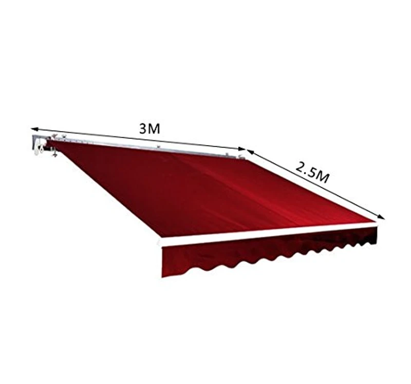Outsunny Manual Retractable Awning, 3x2.5 m-Red