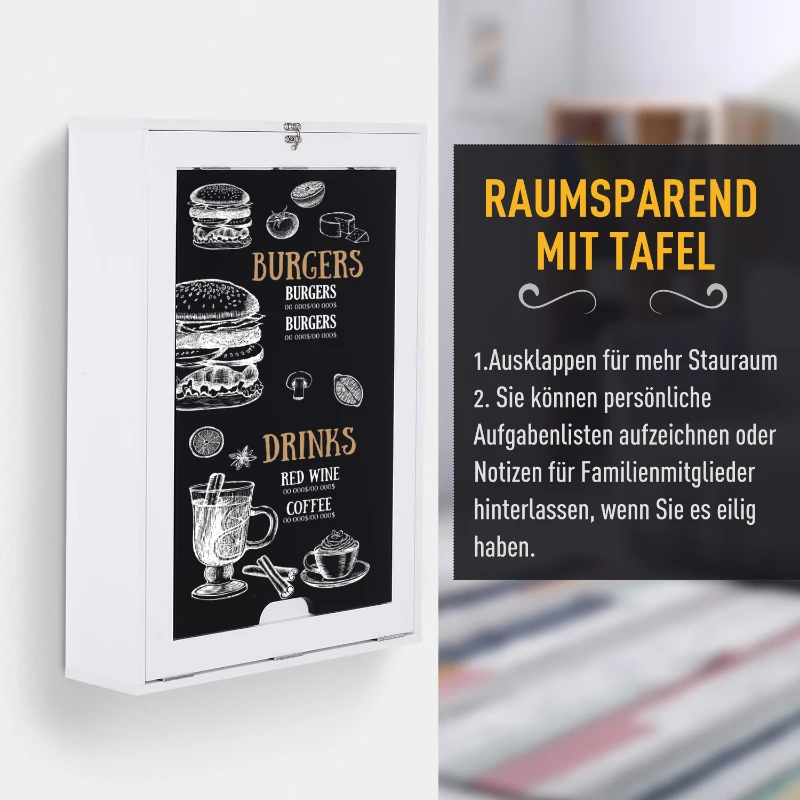 HOMCOM Opklapbare wandtafel opklapbare wandtafel klaptafel computertafel schoolbord MDF wit