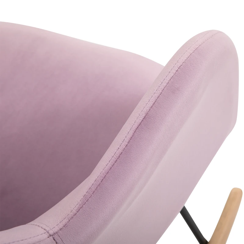 HOMCOM moderne schommelstoel ligstoel linnen schuimstof metaal beuken lila