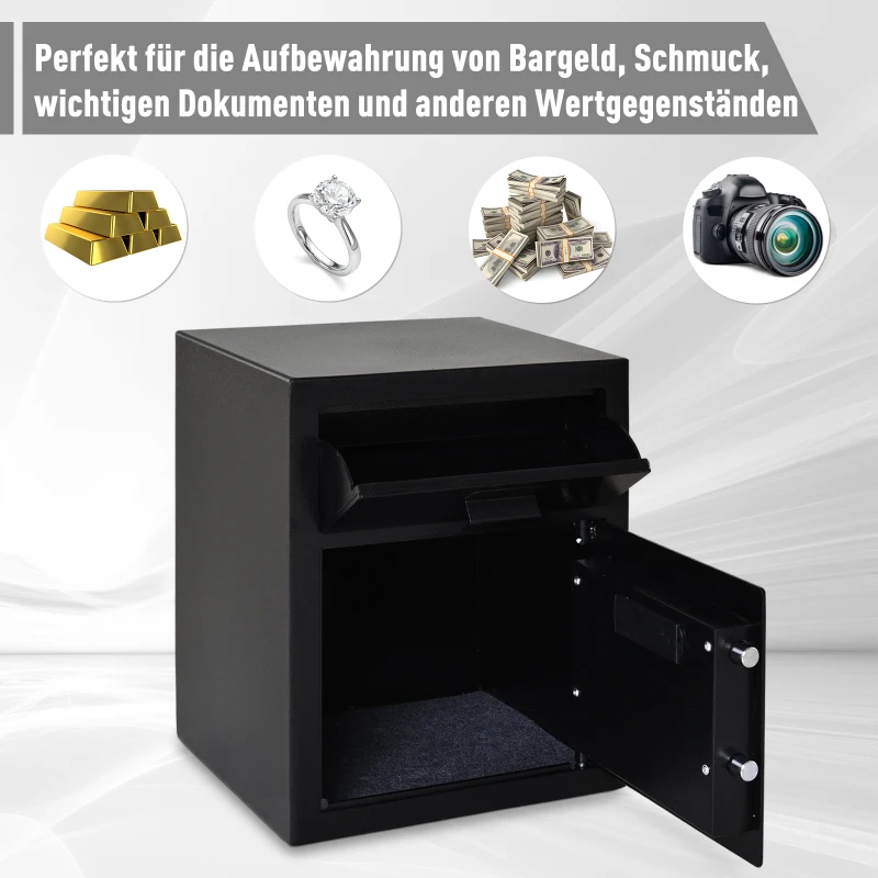 Kluis safe meubelkluis met elektronisch slot staal zwart 39 x 35 x 48 cm