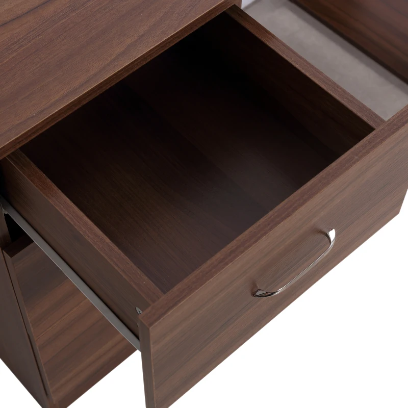 HOMCOM 120cm Computer Desk Writing Table PC Workstation Laptop w/ 3 Shelf & Drawers Walnut