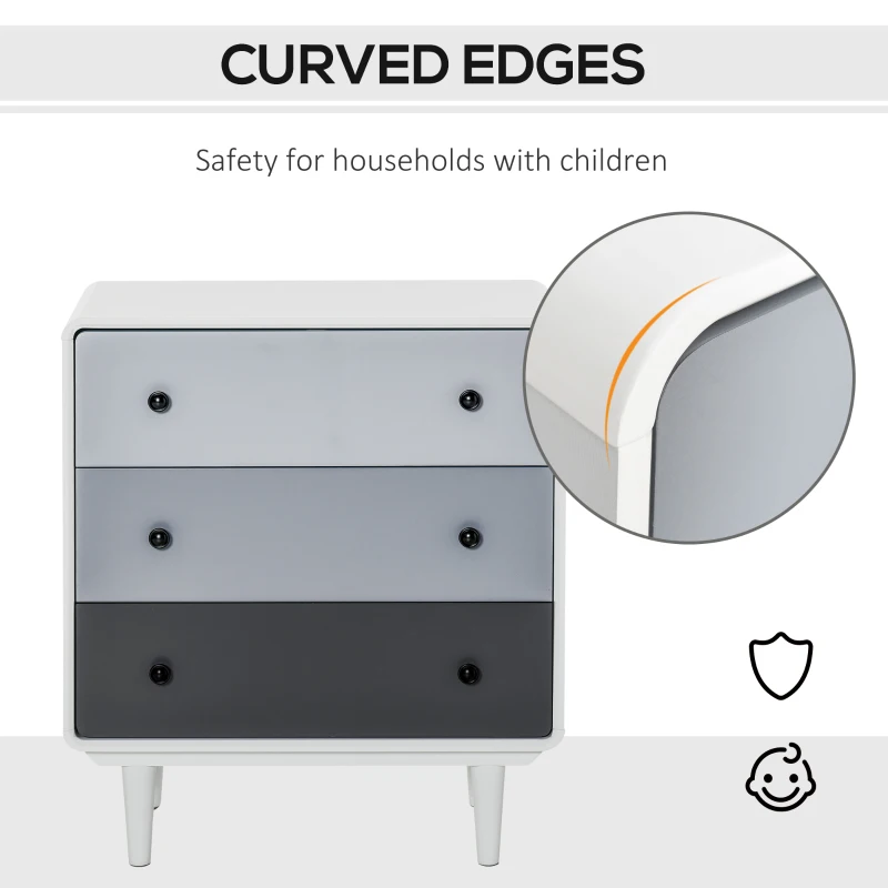 HOMCOM Nordic Side Cabinet Home Organizer w/ 3 Storage Drawer for Bedroom, Living Room