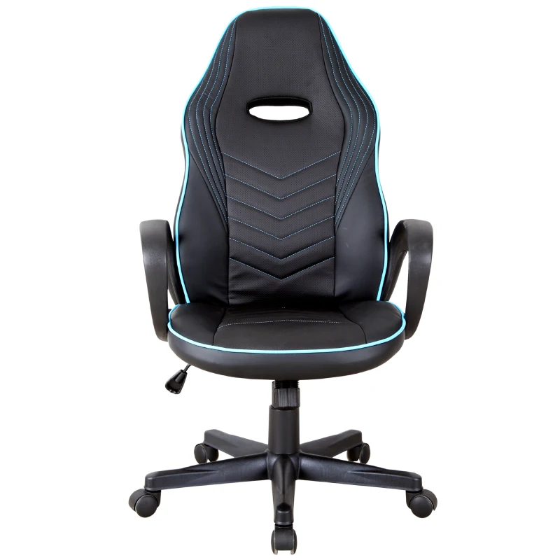 Vinsetto Executive PU Leather Office Gaming Chair Adjustable Height Padded Seat w/ Wheels Blue