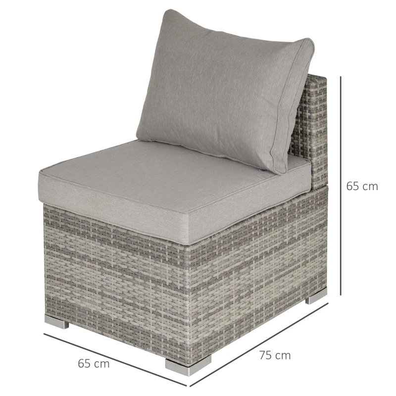 Outsunny Outdoor Garden Furniture Rattan Single Sofa w/ Cushions Light Grey