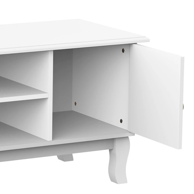 HOMCOM lage tv-kast tv-tafel tv-meubel houten poten woonkamer MDF 120 cm wit