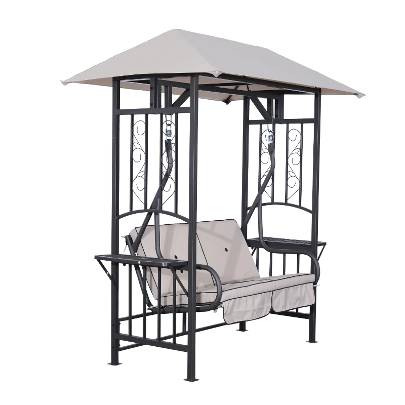 Outsunny Garden Texteline 2 Person Swing Chair-Beige