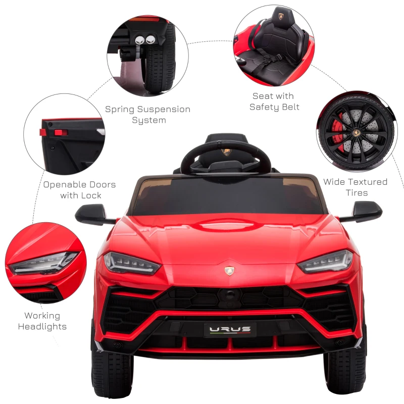 HOMCOM Lamborghini Urus 12V Kids Electric Ride On Car Toy w/ Remote Control