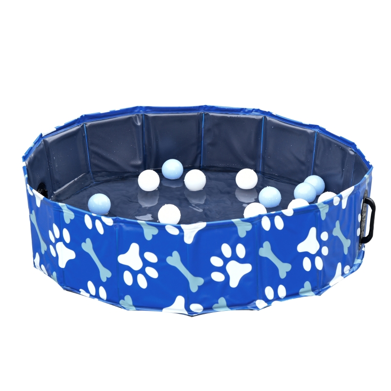 PawHut Dog Swimming Pool Foldable Pet Bathing Shower Tub Padding Pool Φ80×20Hcm XS