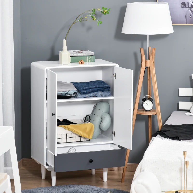 HOMCOM Modern Cabinet Storage Organizer with Doors and Drawer for Bedroom & Living Room