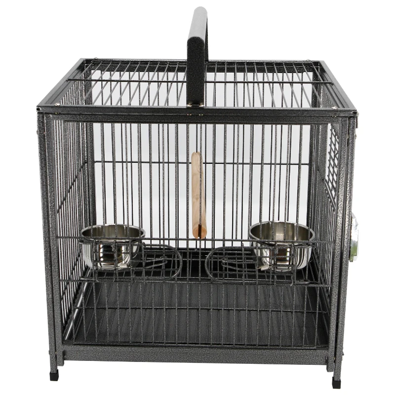 Pawhut Bird Travel Cage, 46Lx36Wx56H cm, Metal-Black