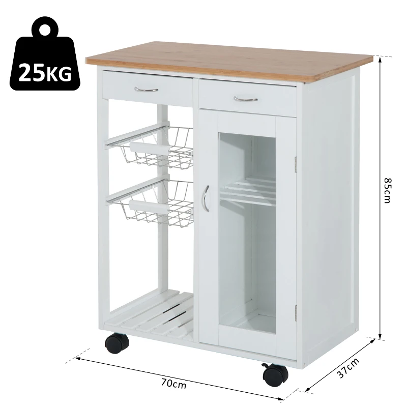HOMCOM keukenwagen serveerwagen keukenplank