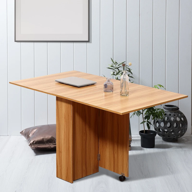 HOMCOM mobiele tafel klaptafel met wielen bureau bijzettafel opbergruimte