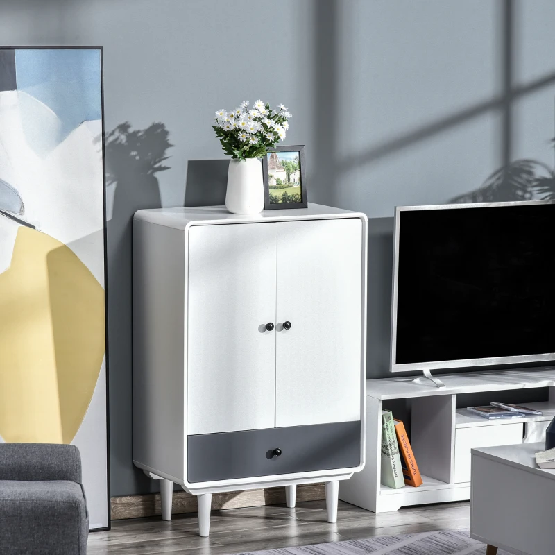 HOMCOM Modern Cabinet Storage Organizer with Doors and Drawer for Bedroom & Living Room