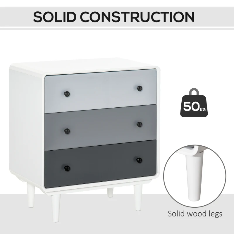 HOMCOM Nordic Side Cabinet Home Organizer w/ 3 Storage Drawer for Bedroom, Living Room