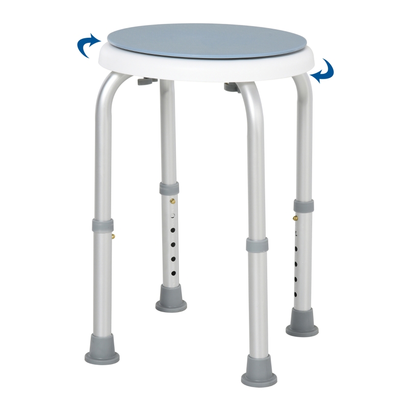HOMCOM Aluminium 360° Swivel Shower Stool Blue/White