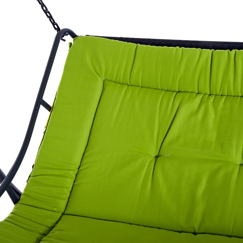 Outsunny Swing Chair Hammock Bed Seat Adjustable Canopy Cushion Green Outdoor Garden