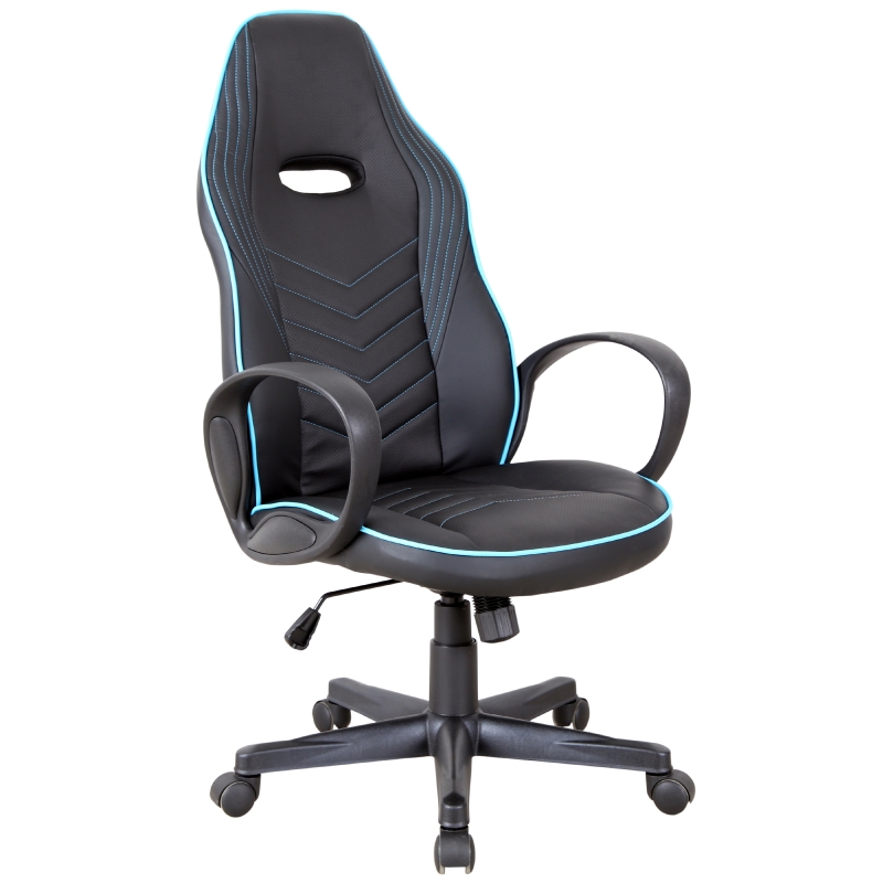 Vinsetto Executive PU Leather Office Gaming Chair Adjustable Height Padded Seat w/ Wheels Blue