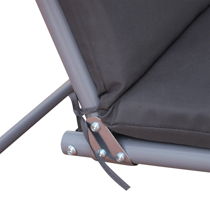 Outsunny Steel Frame 2-Seater  Swing Chair w/ Table Grey