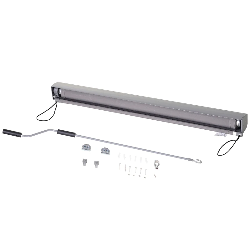Outsunny Rolgordijn met handslinger raamrolgordijn wand-/ dakmontage UV50 + aluminium grijs 100 x 140 cm