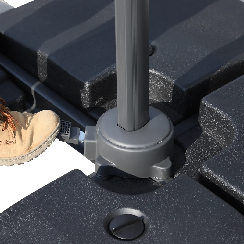 Outsunny Roma Sun Umbrella Cantilever Parasol 360° Rotation w/ Cross Base