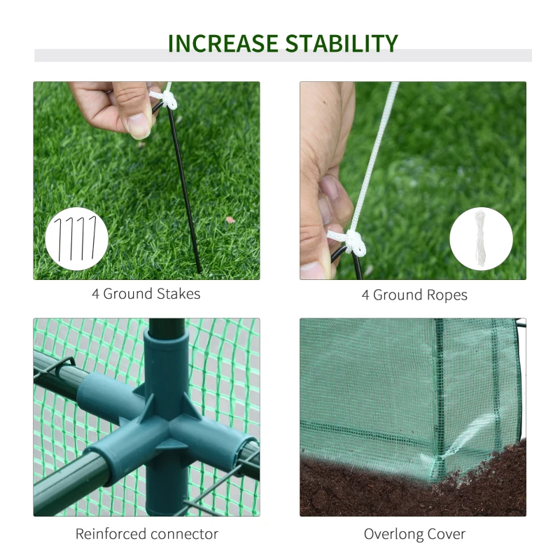 Outsunny Greenhouse W/ Shelves, Polytunnel, 244 x 182 x 213 cm-Green