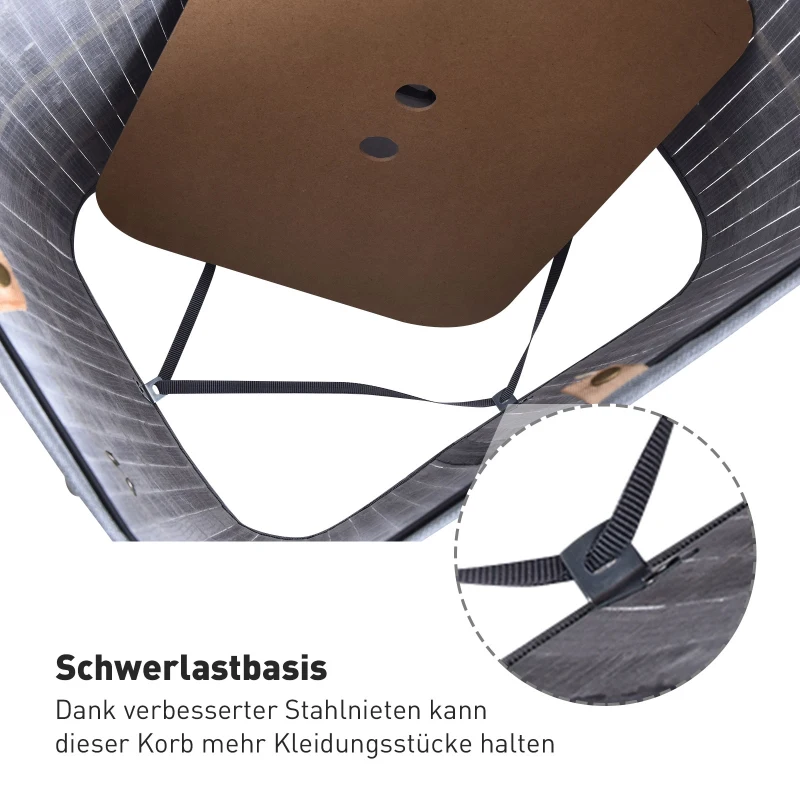 HOMCOM Wasmand waskist wasbox wasbak hoekig bamboe 72 l grijs