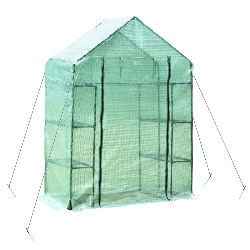 Outsunny Greenhouse W/ Shelves, 143x73x95 cm-Dark Green