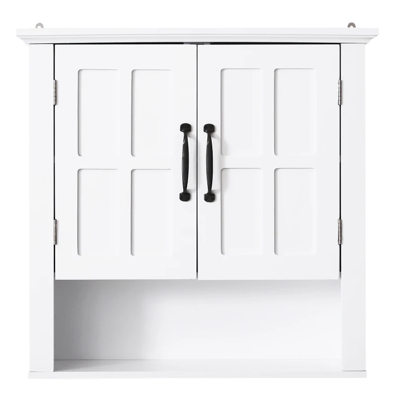 HOMCOM® keukenkast wandkast badkamerkast badkamermeubel wandkast verstelbare plank hout wit 60 x 19,8 x 58 cm | Aosom.de