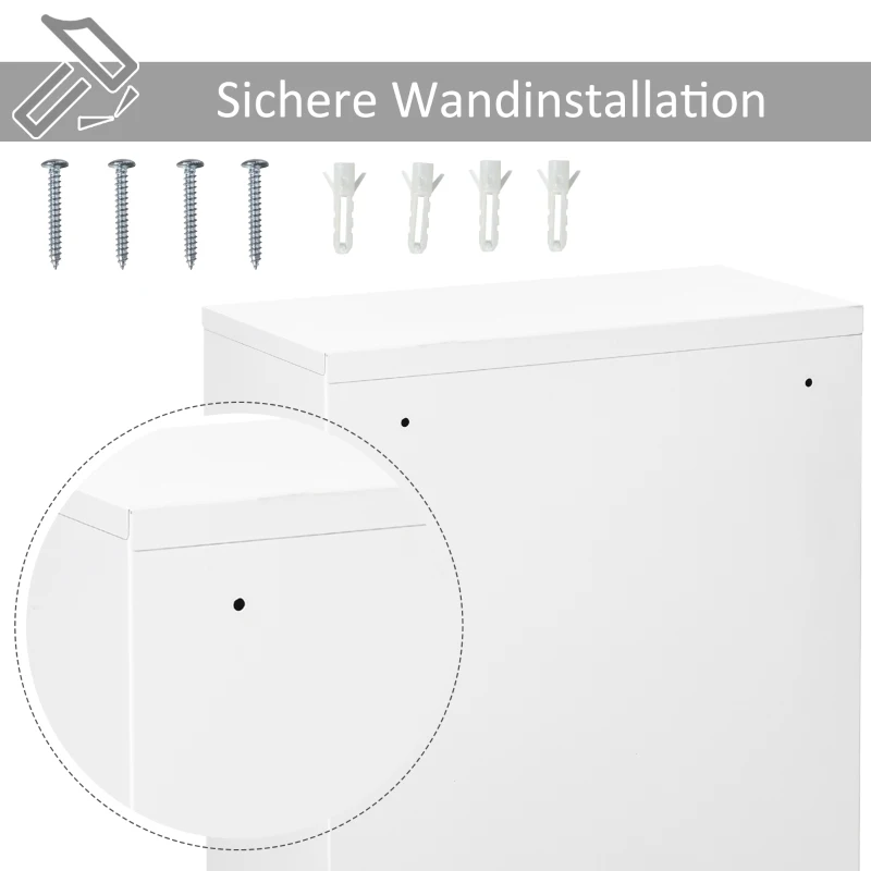 kleankin Medicijnkastje met Slot 3 Schappen Staal Wit 40 x 18 x 60 cm(m-6)