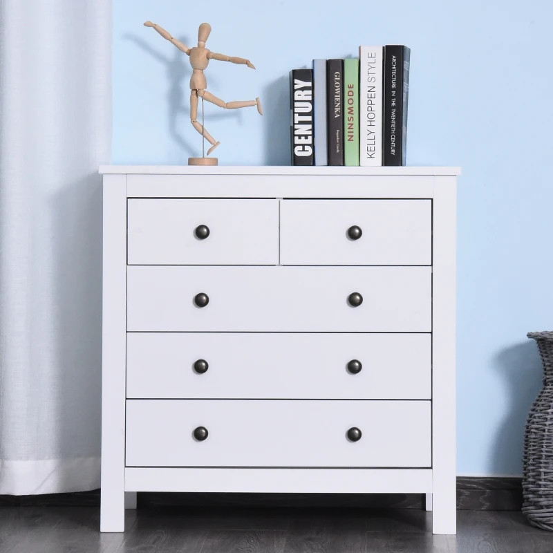 HOMCOM Ladekast met 5 lades commode dressoir kast MDF + spaanplaat