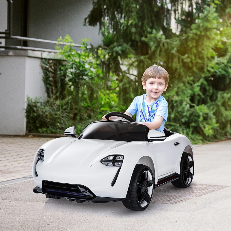 HOMCOM Kinderauto met afstandsbediening elektrische auto kindervoertuig kinderwagen wit