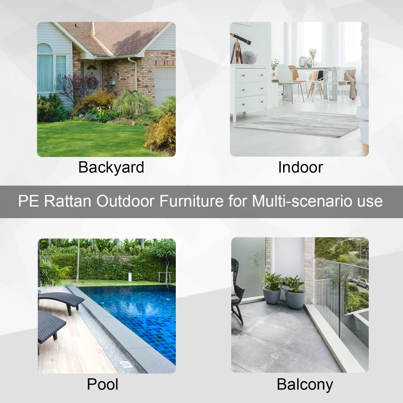 Outsunny Outdoor Garden Furniture Rattan Single Sofa w/ Cushions Light Grey