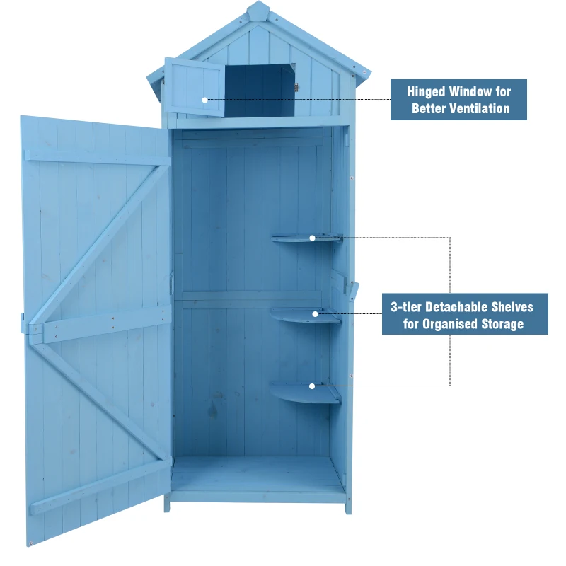 Outsunny Garden Shed, Water-resistant Spire Roof-Blue