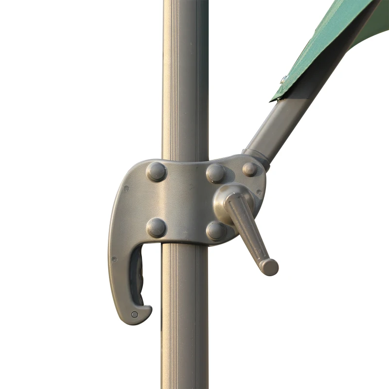 Outsunny Roma Sun Umbrella Cantilever Parasol 360° Rotation w/ Cross Base Green