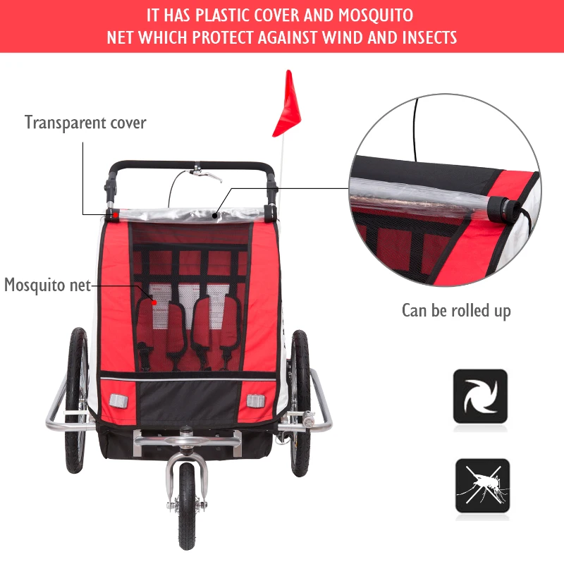HOMCOM 2-Seater Child carrier Baby Stroller