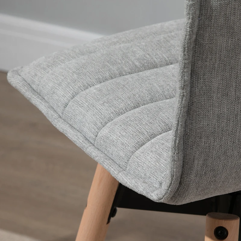 HOMCOM Mid-Century Home Barstool w/ Padded Armless Swivel Chair Wood Frame Grey