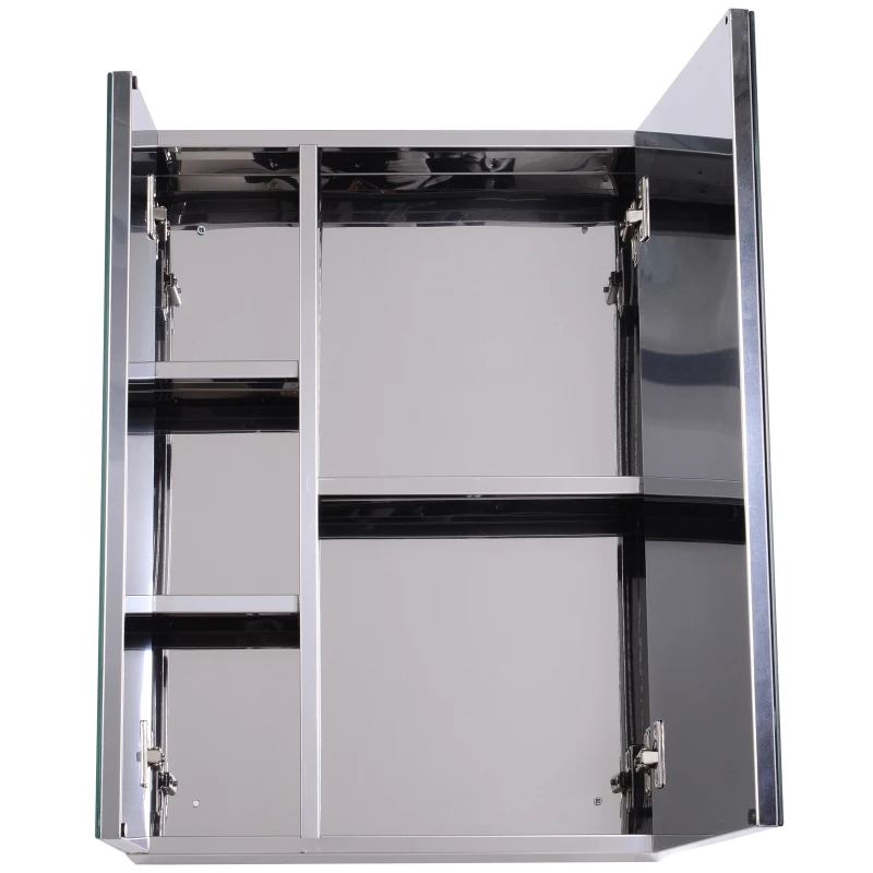HOMCOM Stainless Steel Bathroom Mirror Cabinet, 59x43x16 cm