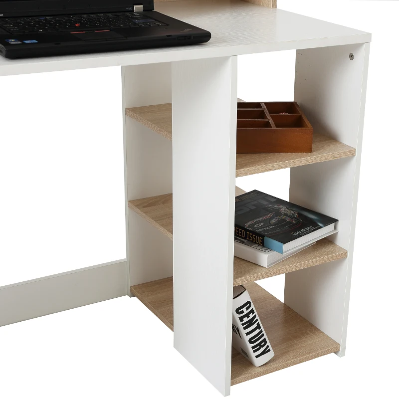 HOMCOM Wooden Computer Desk 140Lx55Dx92H cm-Oak/White
