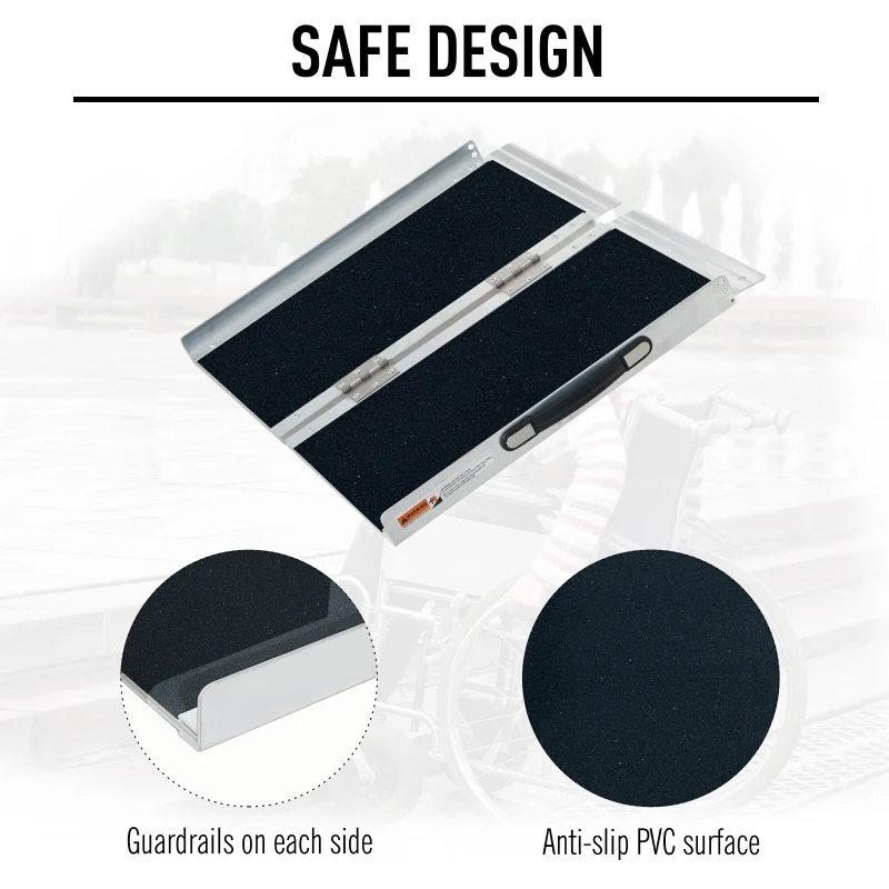 HOMCOM 2ft Aluminium Multi-Use Mobility Assistance Ramp w/ Portable Handle Lock