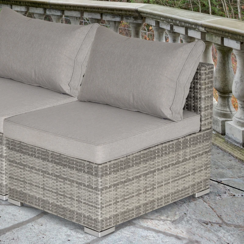 Outsunny Outdoor Garden Furniture Rattan Single Sofa w/ Cushions Light Grey