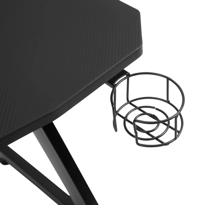 HOMCOM Steel Frame Gaming Desk w/ Headphone & Drink Holder Black(m-7)