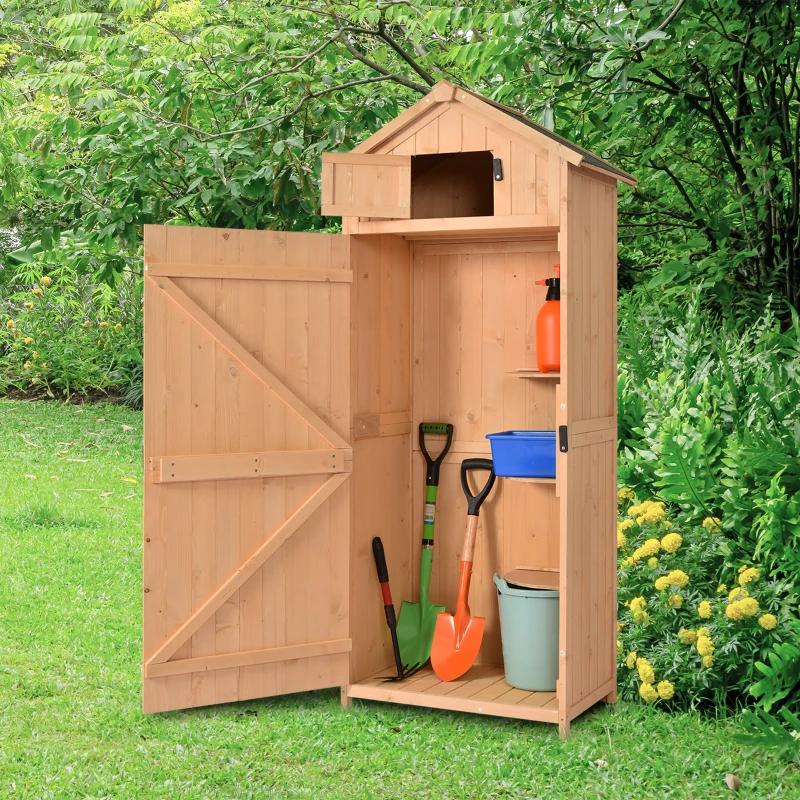 Tuinhuisje met planken gereedschapsschuur gereedschapsschuur shingledak venster hout