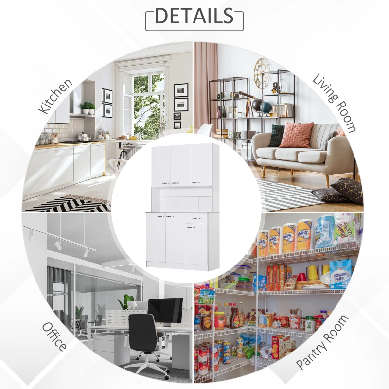 HOMCOM 4-Door Kitchen Display-White