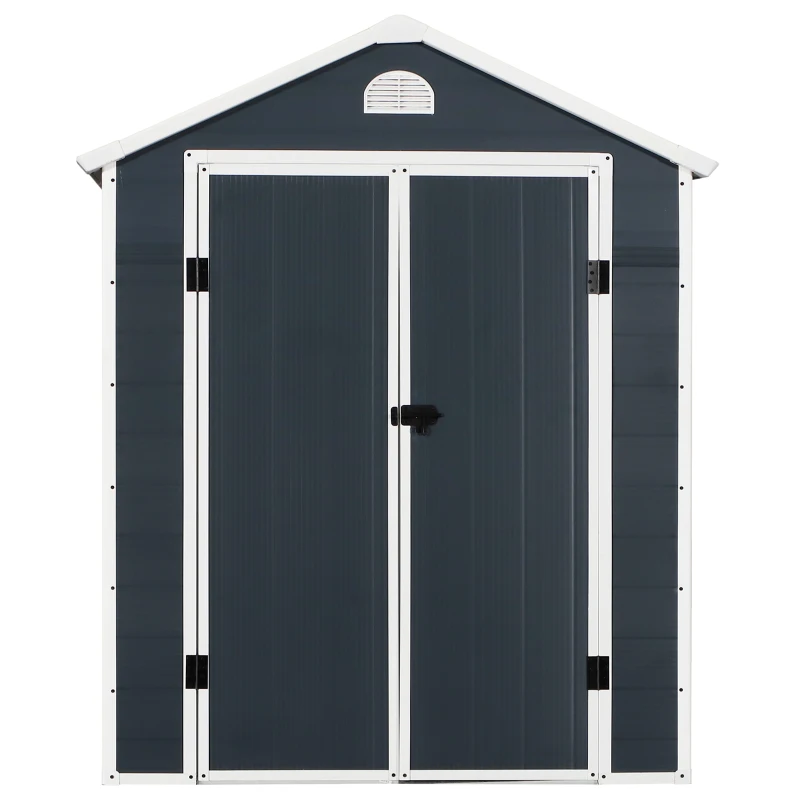 Outsunny 226x190cm Garden Shed Outdoor Storage 2 Doors Latch Air Vent WIndow Grey