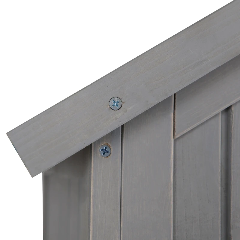 Outsunny Garden Shed Tool Room Storage House Water-resistant Spire Roof Pine Cedarwood -Grey