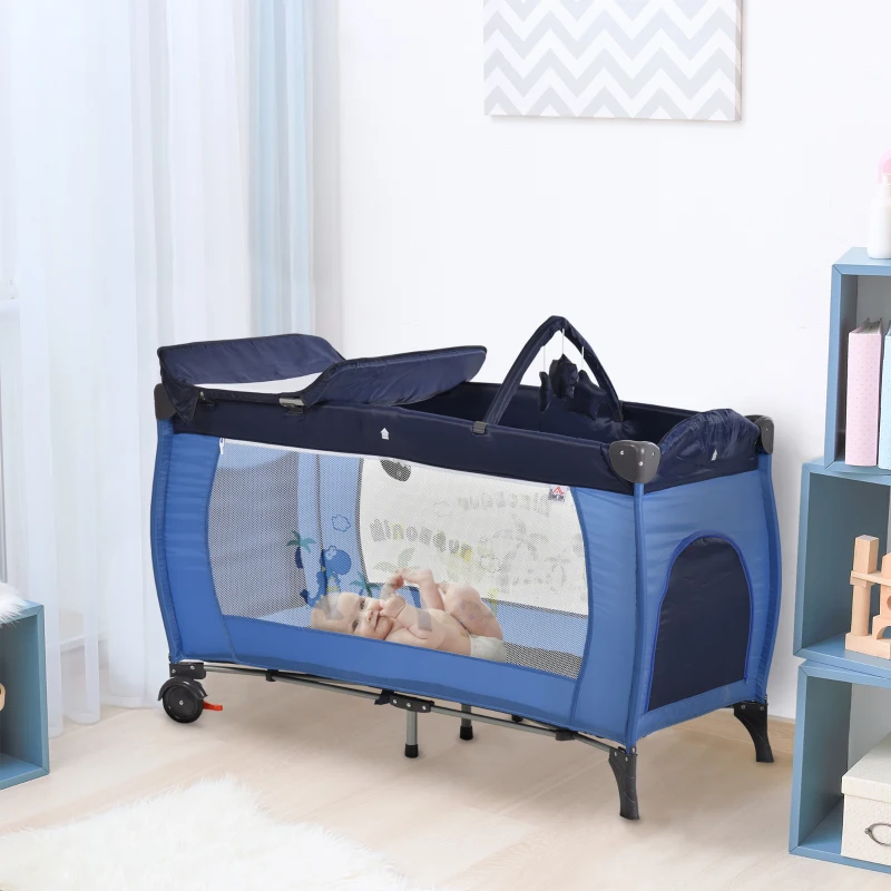 inklapbaar reisbed voor kinderen campingbedmatras inklapbaar babybed met wielen blauw