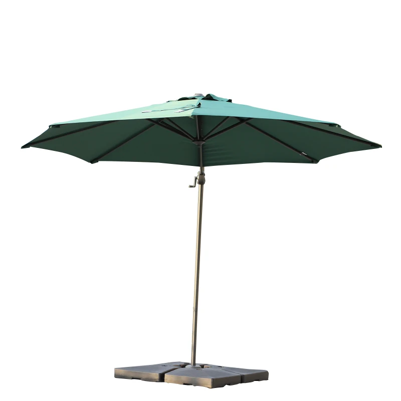 Outsunny Roma Sun Umbrella Cantilever Parasol 360° Rotation w/ Cross Base Green