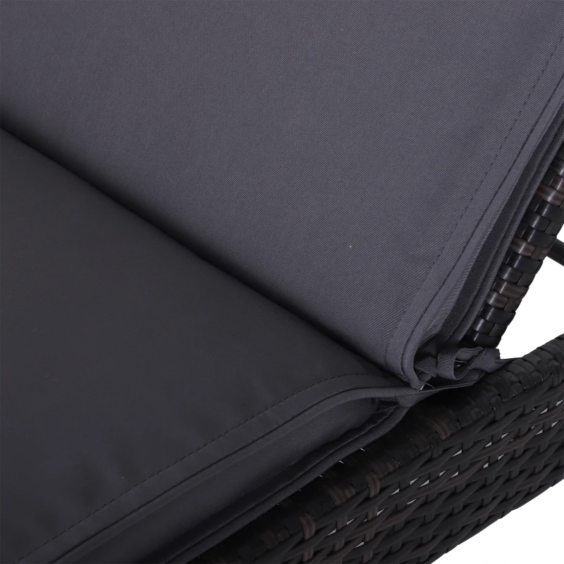 Outsunny Garden Sun Lounger Chair Cushion Reclining Relaxer Indoor Outdoor Grey